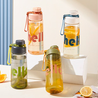 Botol Air Pelajar Anti Bocor Tahan Guncangan Cangkir Sedotan Portabel dengan Pegangan Desain Sederhana Mug Minum Anak Laki-laki Perempuan