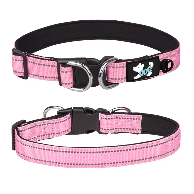 Neues Hot Buy Haustier halsband reflektieren des Doppel-D-Ring Hunde halsband einstellbare Größe