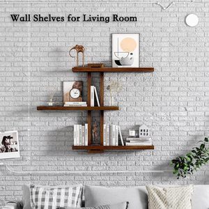 Floating Wall <b>Shelf</b> Wooden 3 Tier Wall Mounted Storage <b>Rack</b> For Decorative Display Bedroom Bathroom Use - Product Image 2