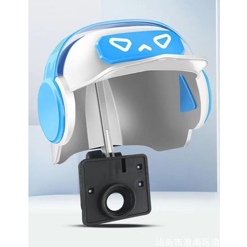 หมวกกันน็อคสีขาวและสีน้ำเงิน