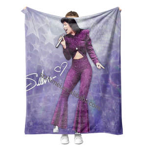 Manta Personalizada con Diseño de Retrato de Selena <span class=keywords><strong>Quintanilla</strong></span> y Patrón Floral, Manta de Felpa Suave, Toalla de Lana Personalizada - Product Image 5