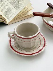 Factory Supply Hot Sale Red Coil Design Decorative Pattern Modern Minimalist Dessert Kitchen Painted Ceramic Tableware <b>Sets</b> - Product Image 4