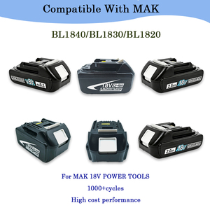 Batterie de remplacement au lithium-ion 18V BL1840/BL1830/BL1820, compatible avec les outils sans fil MAK : souffleuse à neige, clé à chocs et scie - Product Image 1
