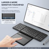 Keyboard Portabel 3 Saluran Ultra Tipis Lipat, Keyboard dan Mouse Lipat Fleksibel dengan Touchpad untuk iPad