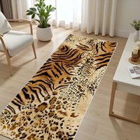 Leopard Tiger Runner Rug 4x12 Animal Print Washable Carpet Non Slip Low Pile Rustic Farmhouse Country Long Rugs for Bedside