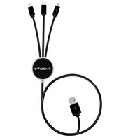 Kabel Pengisi Daya Multi 6-in-1 USB C/A dengan Logo Bercahaya untuk Ponsel Universal, Pengisian Cepat 3A, 100% Tembaga Murni, Kabel Data dengan Jalinan Nilon