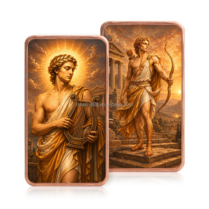 Lingotto da collezione in rame puro 999 da 1 oncia, colorato UV, con Apollo, dio greco del sole - Product Image 1