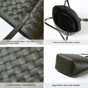 Bolso de Hombro Tipo Cubo de Cuero Vacuno <span class=keywords><strong>ZAMO</strong></span> 2025 para Mujer, Nuevo Modelo, Tejido Simple, Cuero Genuino, Forro de Poliéster, Cierre de Cremallera y Broche - Product Image 5