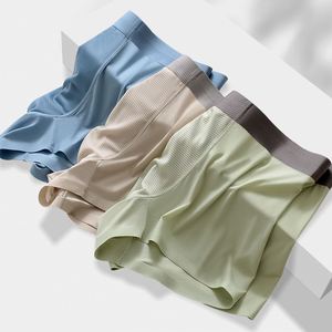 Caleçons boxers mi-hauts pour hommes en soie glacée, double face ajourée, sans couture, respirants et antibactériens – Collection été - Product Image 2