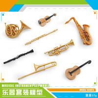 Lelewu Simulation Horn Trombone Clarinet Flute Trumpet Saxophone Violin Guitar Instrument Set Model Decoration