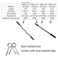 Barre de musculation EIGFOH en acier noir mat 1,2 2,2 m de haute qualité pour la maison, durable, antidérapante, capacité maximale de 500 à 700 livres, 10 à 20 kg