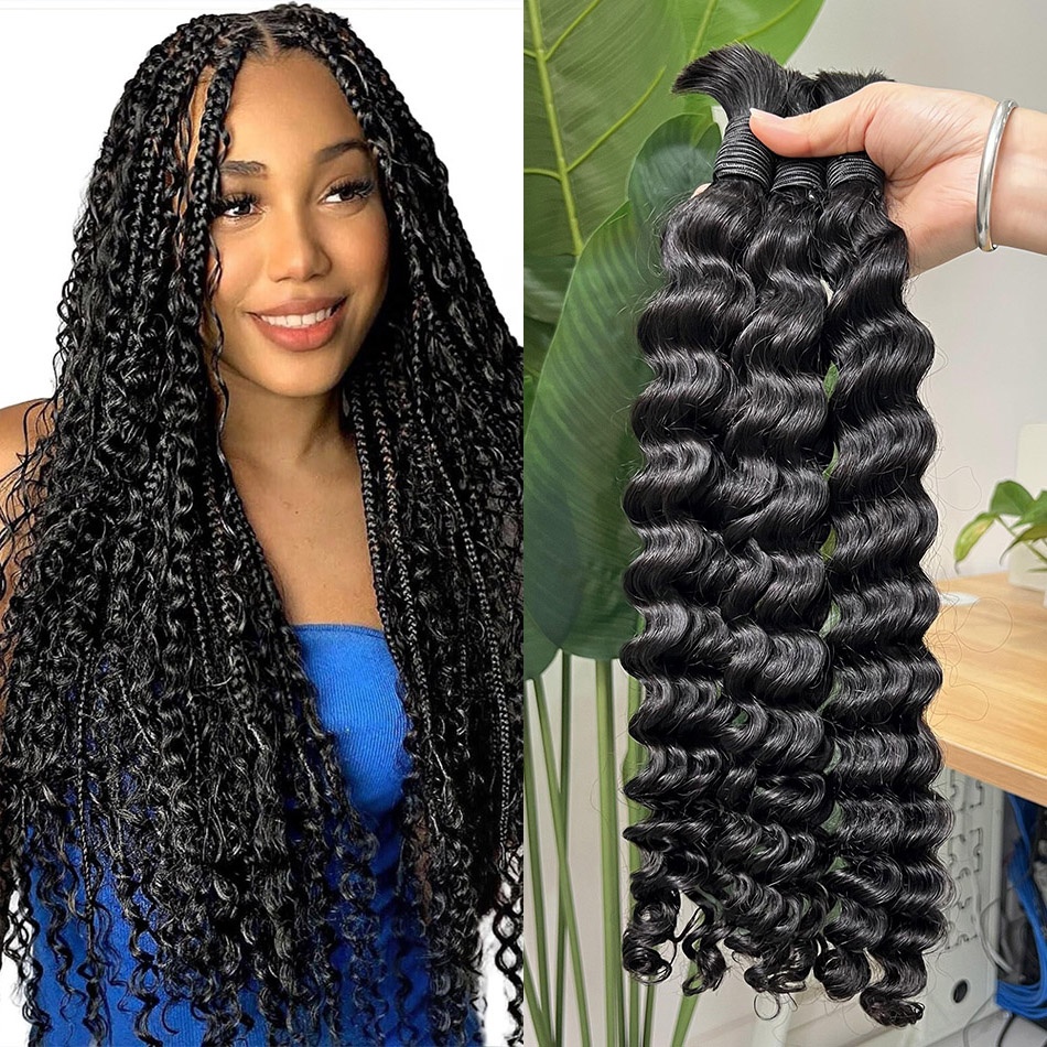 Wet And Wavy Wholesale Bulk Human Hair For Braiding No Weft Raw Deep Curly Bulk Human Hair Braiding Bundles Hair Extensions