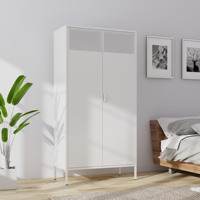 Armoires de rangement en métal avec tringle de suspension et étagères réglables, garde-robe en acier pour vêtements pour la maison