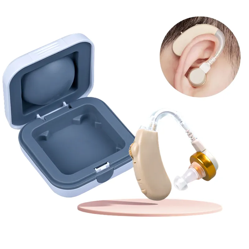高齢者向けの使いやすい補聴器BTEベージュの聴覚装置