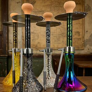 Juego de Cachimba Decorativo con Base de Metal y Vidrio, Pipa para Fumar con Asa y Tubo para Salón o Bar - Product Image 6