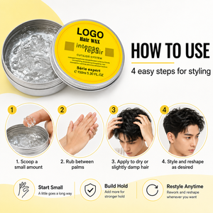 OEM ODM Clear Glossy Hair <b>Wax</b> Strong Hold For Men Styling Pompadour Side Part And Textured Looks 150ml - Product Image 2