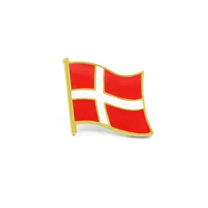 Pinos de bandeira personalizados para bandeira de país, emblema de metal barato para Dinamarca Suécia, alfinetes de esmalte macio com impressão UV