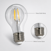 Ampoule à filament LED A60 personnalisée, résistante aux hautes températures, anti-choc, lampe vintage avec couleur de filament réglable
