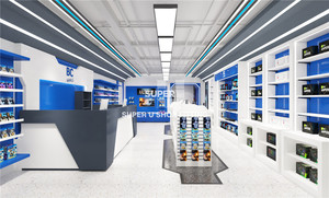 Decorazione del negozio Mobile in legno bianco personalizzato mobili per Workstation per cellulari <span class=keywords><strong>Play</strong></span> Game Shop Design per negozio di elettronica - Product Image 3