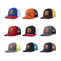 Gorra de béisbol tipo trucker de malla con cierre a presión, 6 paneles, camuflaje, parche de cuero con logo, personalizada para hombre, fabricante BSCI.