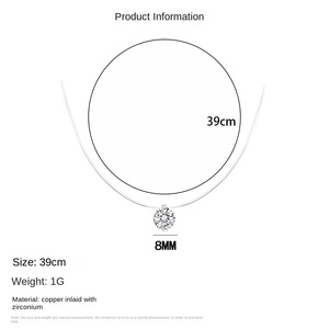 Mặt dây chuyền bạc 925 hình giọt nước nàng tiên cá năm <span class=keywords><strong>2025</strong></span> dành cho nữ, đính đá lấp lánh, dây câu trong suốt, kiểu dây chuyền xương quai xanh - Product Image 2