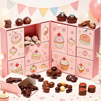 Boîte de calendrier de l'avent en chocolat personnalisée de 12 jours, boîte cadeau en papier rigide pour le compte à rebours, boîte vide pour chocolats, bonbons, sucreries, emballage de l'avent
