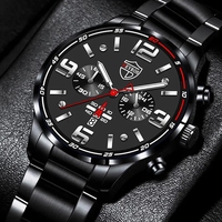 Jam tangan Quartz pria, arloji olahraga kasual Stainless Steel untuk bisnis, tahan air