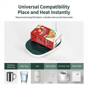 OEM USB Portable 55℃ Electric Ceramic Coffee <b>Mug</b> Warmer Set Cup with Lid Spoon Heater Gift Box Custom Logo Promotional Gifts - Product Image 5