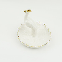 Plateau à bijoux en céramique en forme de lapin, plat à bibelots plaqué or, plateau de rangement pour bagues et boucles d'oreilles pour la décoration de coiffeuse, vente en gros