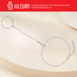 Pulsera de mano delicada y moderna con moissanita minimalista, de <span class=keywords><strong>plata</strong></span> de ley 925, con anillo ajustable, tipo esclava - Product Image 6