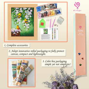 Fabricante Profesional, Venta al por Mayor, Kit de Pintura de Diamantes 5D Personalizado, Arte de Pared, Mosaico de Diamantes, Flores y Pájaros - Product Image 3