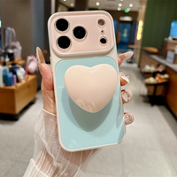 Nouvelle coque de téléphone antichoc en acrylique avec blocs de couleur contrastés en forme de cœur pour 17 Pro Max