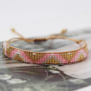 <span class=keywords><strong>E418</strong></span> Bracelet pour femme style bohème plaqué or fait à la main réglable Miyuki perlé tissé design - Product Image 6