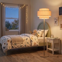 Lampe sur pied en tissu de style européen E27, lampe sur pied moderne pour chambre à coucher, chambre d'enfant, lampe de sol