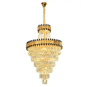 Custom rustic metal round large nordic luxury chandeliers hotel living room pendant ceiling light led modern crystal chandelier