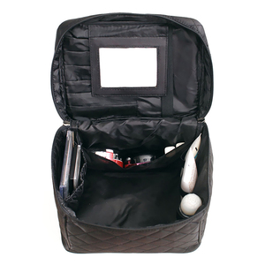 Customized Women Multifunctional Quilting <b>Mirror</b> Cosmetic <b>Bag</b> Case Black Quilted <b>Makeup</b> Storage <b>Bag</b> <b>with</b> Zipper - Product Image 3