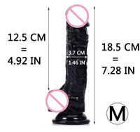 SacKnove - Dildo de Cristal de Gelatina con Ventosa de 7 Pulgadas, Tamaño M, Regalos Novedosos para Adultos, Juguetes Sexuales para Mujeres Principiantes