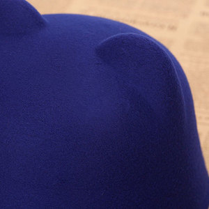 Children's Cat Ear Equestrian Hat Faux Wool Spring Autumn Sun Protection Non Foldable Polyester Top Hat - Product Image 2
