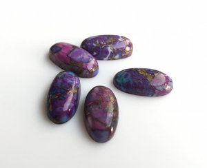 Turquoise violette naturelle, cabochon ovale long, pierre précieuse en vrac avec jeu de couleurs et éclat, taille personnalisable pour la fabrication de bijoux - Product Image 3