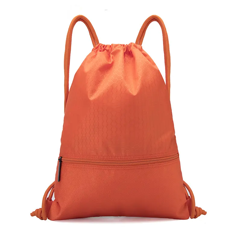 Custom logo promotional gift sublimation printed nylon polyester drawstring backpack bag with zipper