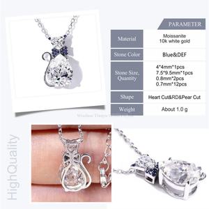 Tianyu Gems Collier pendentif en forme de chat en diamant Moissanite en or pur - Product Image 6