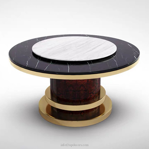 Juego de mesa de comedor redonda <span class=keywords><strong>Lazy</strong></span> <span class=keywords><strong>Susan</strong></span> de mármol moderno de lujo, mesa de comedor blanca y negra para Hotel, apartamento, Villa - Product Image 5