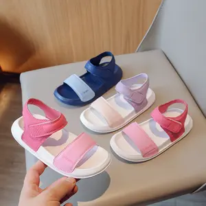 2023 summer new sandals girls solid color baby shoes boys solid color beach shoes casual all-match children sandals