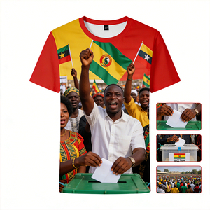 T-shirt promozionali in poliestere 100% da 130G, lavorate a maglia, ecologiche, personalizzabili con stampa completa del logo, per campagne africane e gruppi di riunioni - Product Image 3