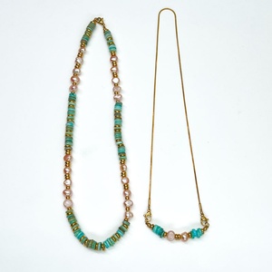 High-End <b>Titanium</b> Steel Pearl Necklace with Turquoise 18K Gold Plated Ins Style Stainless Steel Beads <b>Chain</b> for Collarbone - Product Image 6