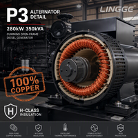 Groupe électrogène diesel à châssis ouvert 280 kW 350 kVA, moteur Cummings, triphasé 400 V 50 Hz, pour service continu et alimentation de secours