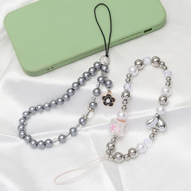 Sweet Women Girls Fashion Beaded Mobile Phone Wrist Chain Strap Chic Cellphone Hanging Lanyard