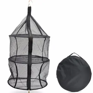 Collapsible Herb Drying Rack Net 3 Layers Hanging Drying Rack Black Mesh Clothes Dryer Rack with Zipper