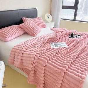 Rắn màu siêu vua nữ hoàng Kích thước flannel lông cừu như siêu dày Sherpa chăn san hô nhung dày mùa đông ấm chăn - Product Image 4