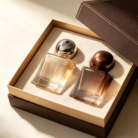 Vente en gros de flacons de parfum en verre carrés vides avec logo personnalisé, revêtement dégradé, flacon pulvérisateur de parfum, coffret cadeau de luxe